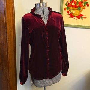Boston Proper Dark Red Velvet Top